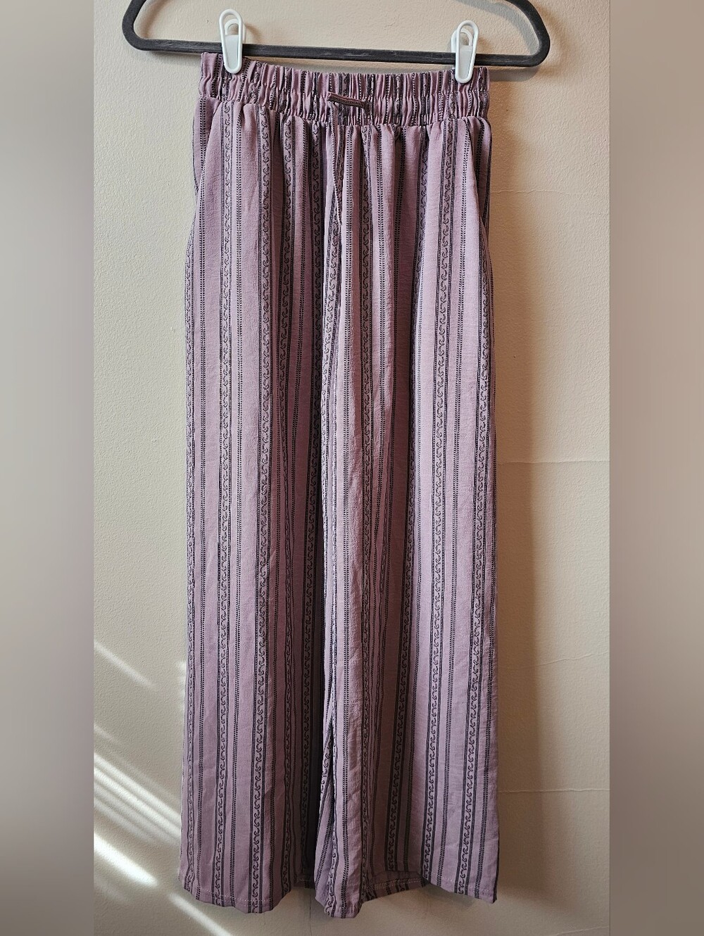 Purple Flowy Boho Pants With Pockets